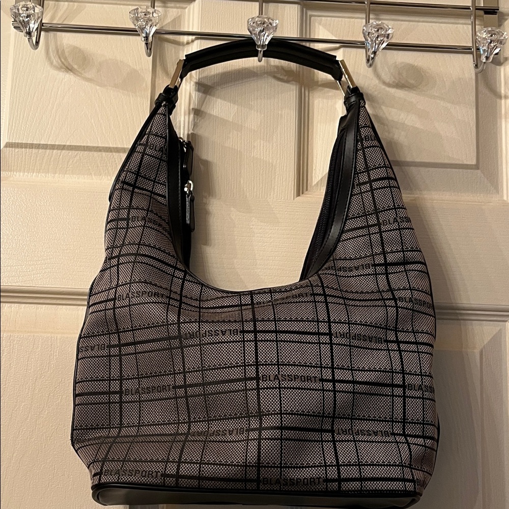 Bill Blass Black and White Checkered Hobo Bag